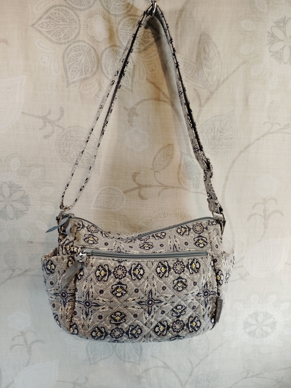 Vera Bradley Quilted Crossbody Bag in Gray, Black, Yellow